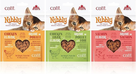 Catit Nibbly, Baked, Non Greasy Cat Treat, Variety Pack 3 packs ( 3.2 oz bags)