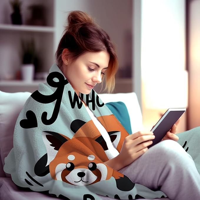 Red Panda Blanket Soft Cozy Warmth Flannel Red Panda Throw Blankets Just A Girl Who Loves Red Panda Blankets Bedding Decor for Red Panda Lover Girls Women Adults Gifts 80"x60"