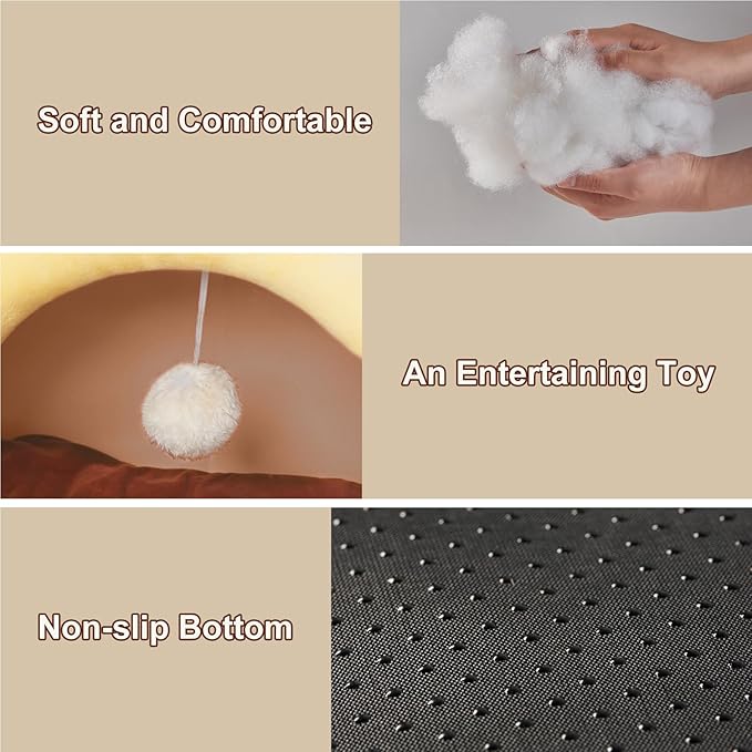 Jiupety Cute Cat Bed Honey Pot, Cat Bed for Indoor Cat, Soft Cozy Cat Bed Cave Fit for Many Cats and Puppy, Honeypot, L.