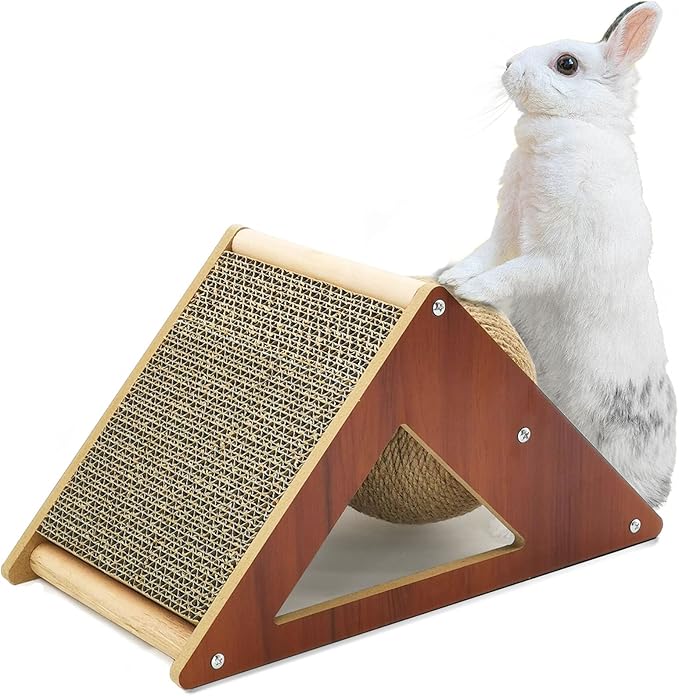 Fhiny Rabbit Scratch Ball, Natural Sisal Rope Claws Scratching Corrugated Board for Indoor Kittens Scratch Pawller Rotating Ball Interactive Toys for Bunny Kitten and Other Small Pets