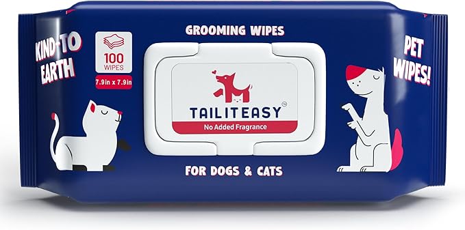 Pet Wipes for Dogs - Dog Paw Wipes - Dog Cleaning Wipes - Biodegradable Cat Bath Wipes - Puppy Grooming Wipes - Toxic-Free Kitten Wipes (No Fragrance) (Pack of 1)