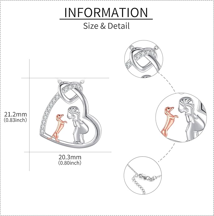 Animal and Human Necklace Sterling Silver 925 Cute Animal Necklaces Jewelry Gift For Women