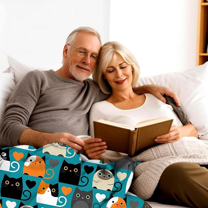 Cat Blanket Soft Cozy Flannel Throw Blanket Warm Lightweight Blankets Gifts for Cat Lovers Kids Girls Women Adults 60"x50"