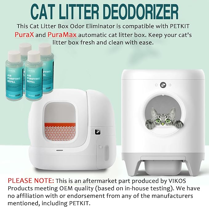 (4 Bottles, Unscented) Cat Litter Deodorizer for PETKIT PuraX PuraMax Self-Cleaning Cat Litter Box Odor Eliminator for Strong Odor Remover Litter Box Deodorizer Replaced Odor Removers Refills
