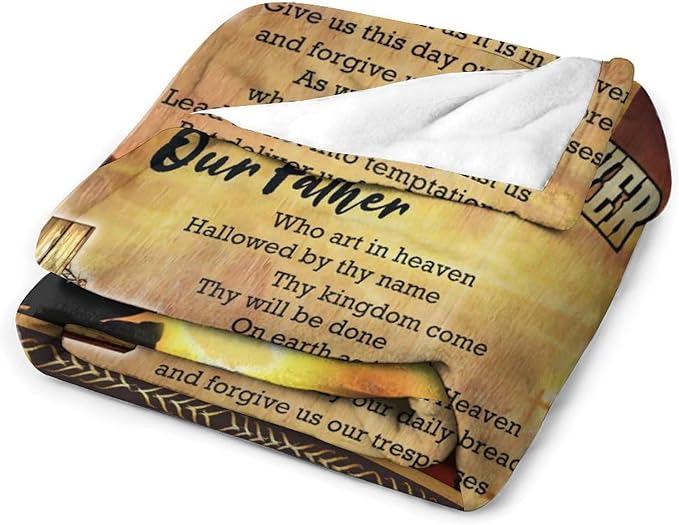 The Lord’s Prayer Print Blanket Christian Bible Verse Scripture Religious Faith Throw Blankets for Couch Sofa Bed Stuff Decor Gifts Fleece Plush Flannel Bedding for Lover Men Women Boys Girls 60"x80"