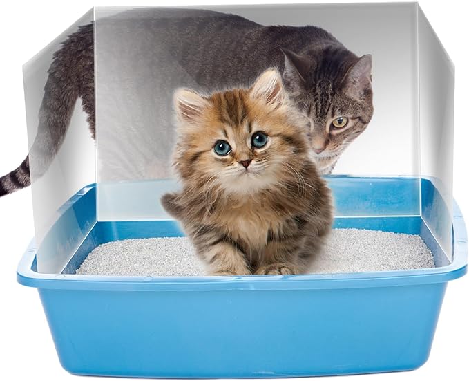 3 PCS Cat Litter Box Pee Shields with 1 Nano Tape, Keep Litter in The Pan, Easy Clean Transparent Cat Litter Box Pee Splash Guard for Open Top Cat Litter Box 15.8×11.8in