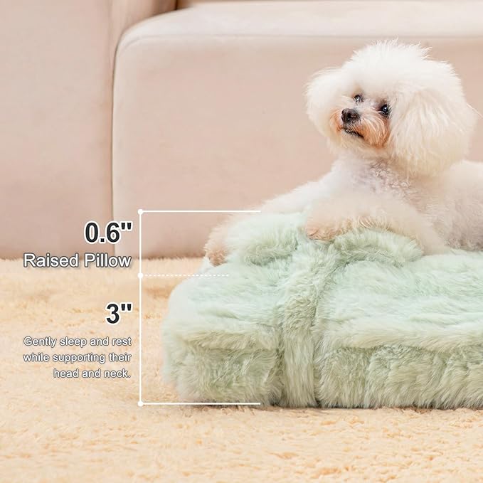 Jiupety Small Dog Bed, Mattress with Dog Pillow for Crate Small Dogs, Donut Calming Pet Beds. Plush Dog Crate Pad for Small Dogs Up to 25 Lbs, M(30"*19"*3"), Green.