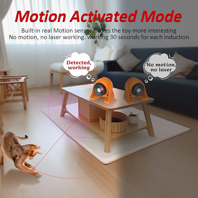 Motion Activated Cat Laser Toy, Interactive Cat Toys for Bored Indoor Adult Cats/Kittens/Dogs, Rechargeable Automatic Laser Cat Toys