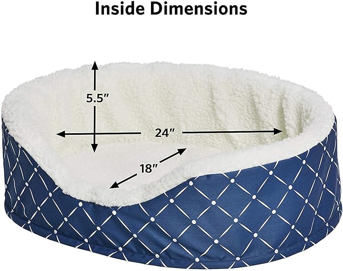 Midwest Homes for Pets CU29BLD Couture Orthopedic Cradle Pet Bed for Dogs & Cats, Medium, Blue/White Diamond Pattern