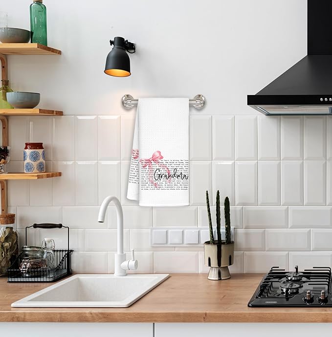 Coquette Pink Bow Grandma Kitchen Towels Decorative, for Grandma Dish Towels, Grandmother Gifts Hand Towels Drying Cloth for Kitchen Bathroom Decor, 16x24 Inch