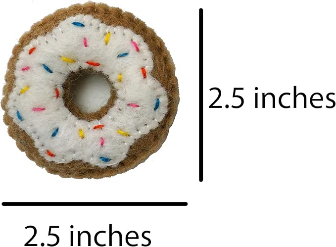 Set of 3 Mini Donut Toys for Cats and Kittens 100% Wool Felt Handmade in Nepal