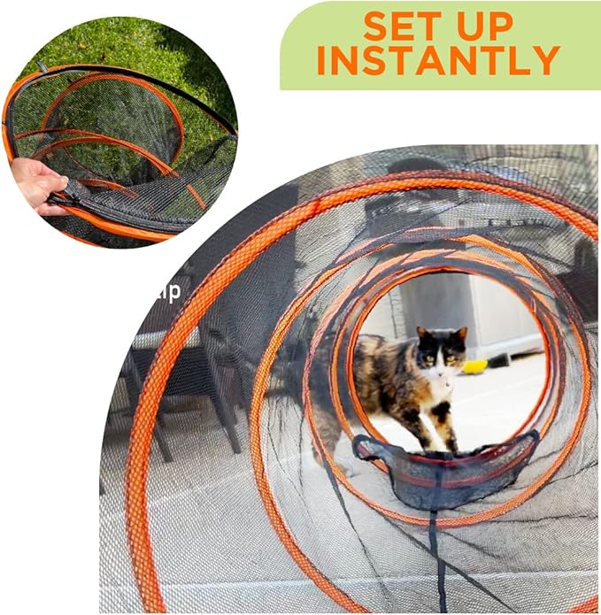 Trenton Gifts Cats Ultimate Playtime Experience with our 5 FT. Indoor/Outdoor Steel Spring Frame Cat Tunnel - Complete with Carry Case for Easy Transport