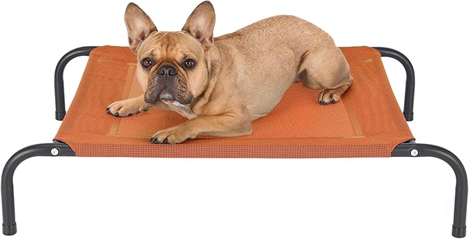 FurHaven Elevated Pet Cots - Cooling & Breathable Nylon Mesh Hammock for Small Dogs & Cats/Easy-to-Assemble/Durable and Reinforced/Perfect for Rest & Relaxation Outdoors - Terracotta Red, Small