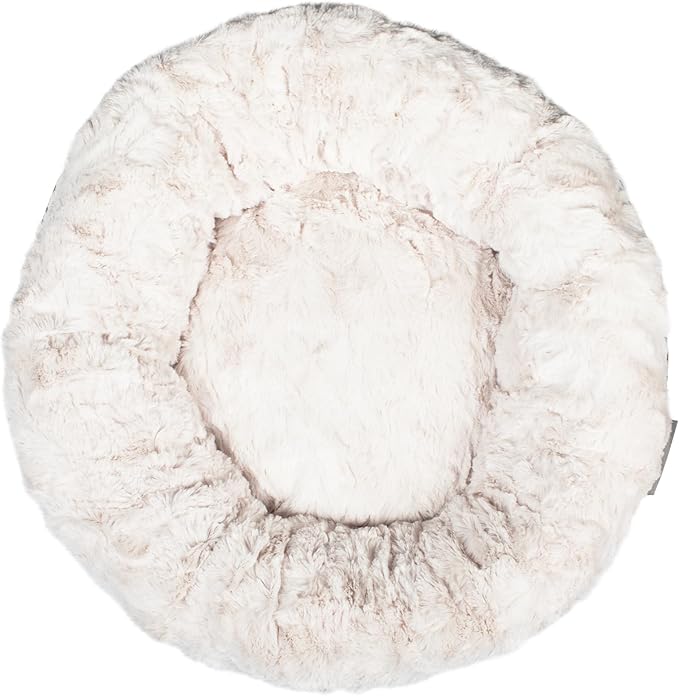 Fringe Studio Dot Paw Charcoal Small Circle Pet Bed 18"- Poly Filled with Faux Fur Interior - Machine Washable