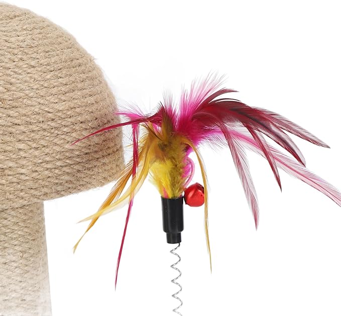 Cat Toy Cat Scratching Post 2 Layer Ball Track Kitten Scratcher Cat Toy, Sturdy Pine Hemp Cat Scratch Post Interactive Toy with Wood Ball, Suction Cup Base Cat Scratcher Toy