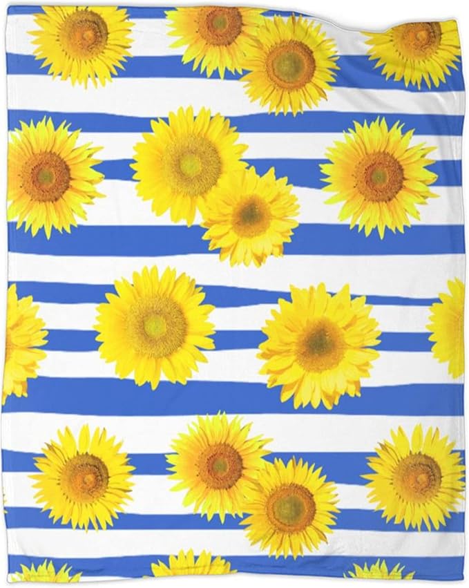 Ultra-Soft Microfiber Throw Blanket 350 GSM Fuzzy Fleece Blanket for Adults Kids Gift Couch, Sofa, Bed Sunflower 60"x50"