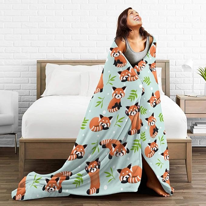 Cute Red Panda Blanket Bedding Soft Lightweight Flannel Throw Blankets for Kids Adults Bedroom Living Room Sofa Gifts 80"X60"