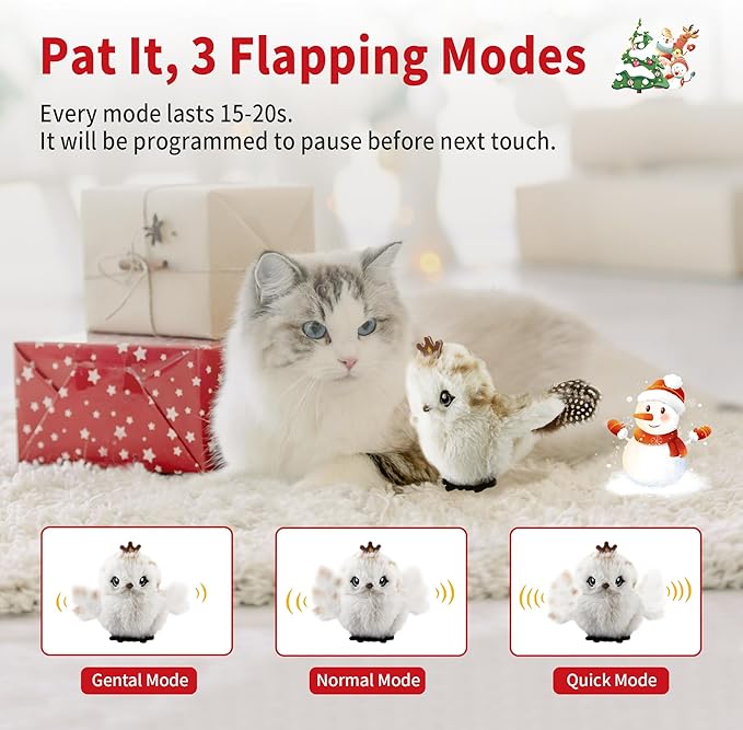 Gigwi Interactive Flapping Cat Toys Catnip, Electronic Flappy Toys Motion Activated, Automatic Cat Toys for Indoor Cats, USB Rechargeable Cat Enrichment Toy for Hunting and Kicker, Bird Prince