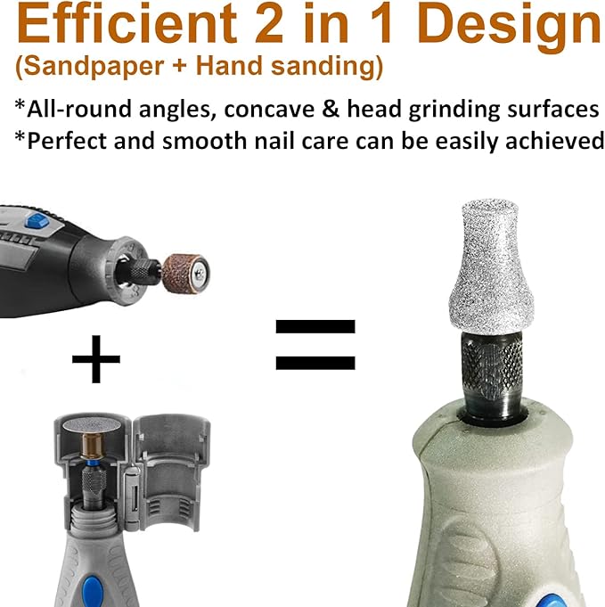 Diamond Dog Nail Grinder for Dremel, Diamond Nail Drill Bits for Dogs&Pets Nail Care, 1/8'' Nail Dremel Tool