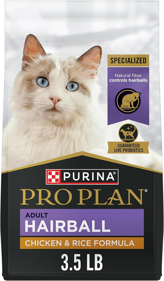 Purina Pro Plan Hairball Control Cat Food, Chicken and Rice Formula - 3.5 lb. Bag