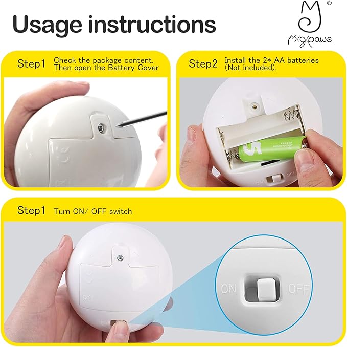 Migipaws Cat Toys Interactive Butterfly Feather Mice Spin with Smart Rolling Ball for Indoor Kittens Self Play Automatic Sensing Kitty Teaser Wand 3 Refills