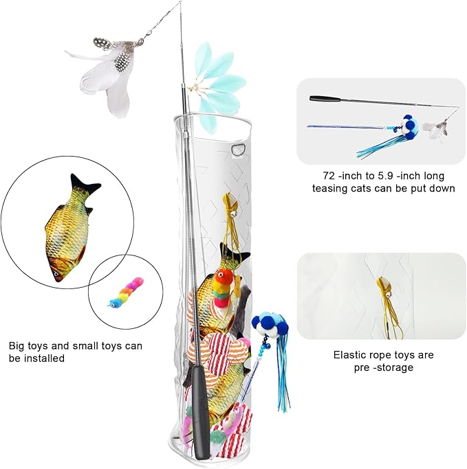 Cat Wand Toy Storage Hanging Bag，Cat Teaser Wand Holder for Organizing Teaser Wand Toys, Create Clutter-Free Cat Life Home