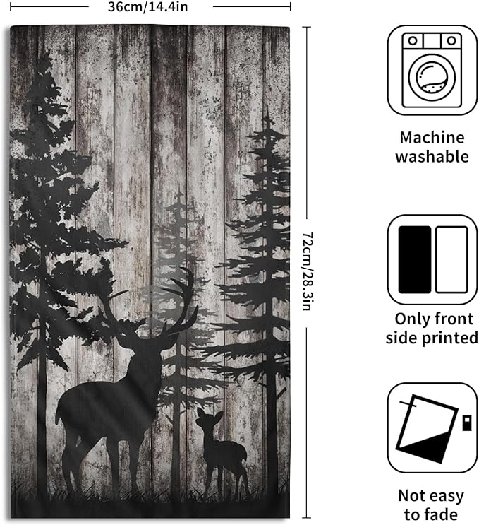 Forest Deer Hand Towels Wildlife Animal Fingertip Towels Set of 2 Soft Guest Face Towel Bathroom Decorations Thin Kitchen Tea Dish Towels