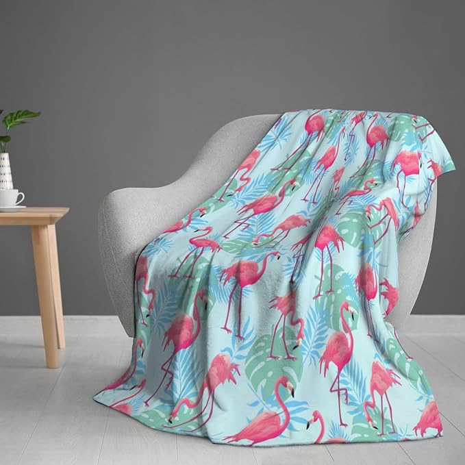 Flamingo Blanket Throw 80"X60", Cozy Lightweight Plush Flamingo Print Blanket, Gifts for Kids Adults