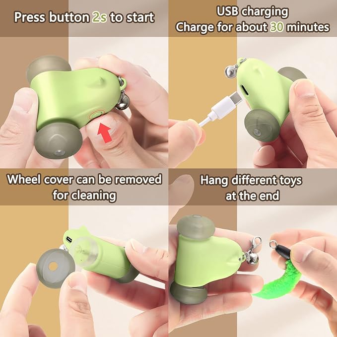 CZPET Cat Toys Kitten Jump Exercise Interactive Replaceable Elastic Automatic Toy Funny Cat Teaser Various Developmental Puzzle Toys Feather Mouse