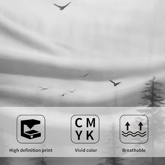 Black Misty Forest Hand Towels Set of 2 Mountain Woodland Soft Absorbent Face Bath Towel Dish Towel Bathroom Kitchen Towel Decor Gift