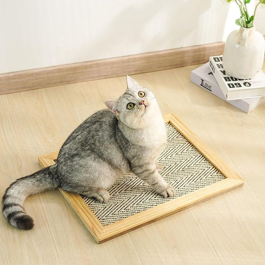 Wood Sisal Cat Scratching Pad,Cat Scratching Post,Cat Wall Scratcher,Sisal Cat Scratcher for Indoor Cats Adults,Cat Scratching Bed,Large Frame Scratching Vertical Horizontal