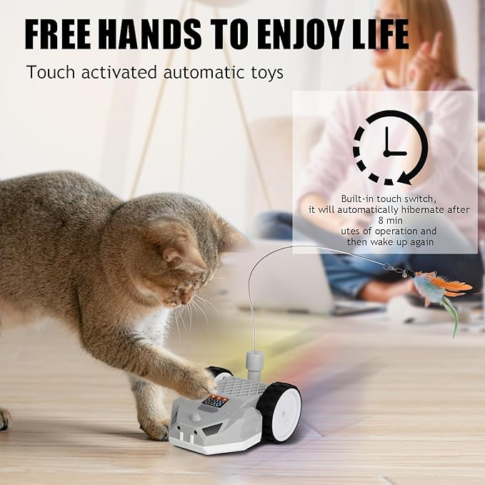 Interactive Cat Toys - Interactive cat Toys for Indoor Cats, Speedy Tail Cat Toy, Remote Control Mouse - Safe and Eco-Friendly, Type-C Charging - Great for Kittens and Adult Cats