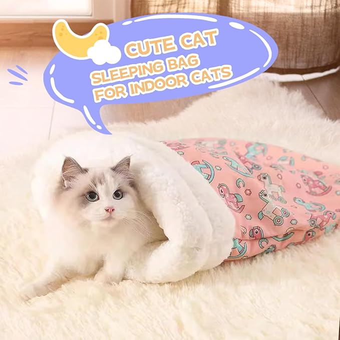 Cat Sleeping Bag,Cat Sleeping Bag for Indoor Cats,2025 Upgraded Cat Sleeping Bag for Indoor Cats,Cat Sleeping Bags,Sleeping Bag for Cats(Pink)