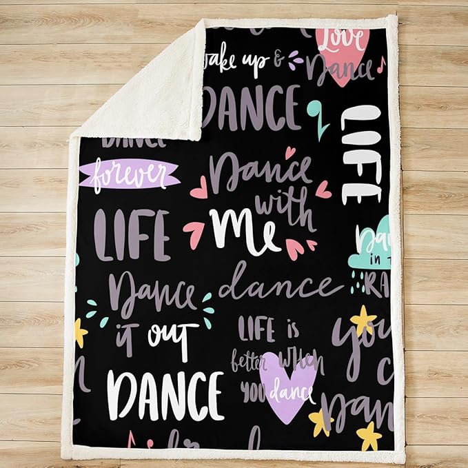 Feelyou Hippie Graffiti Fuzzy Sherpa Blanket Dance Life Fleece Throw Blanket Soft Cozy Fluffy Plush Blanket for Girls 90"X90"