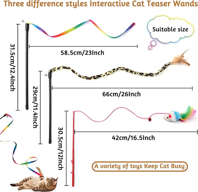 Kitten Toys Cat Toys Assortments, 26 Packs Cat Toys Variety Pack for Kitty, Cat Wand Toy, Cat Feather Toys, Cat Balls with Bells, Cat Mouse Toy, Catnip Toys for Indoor Cats