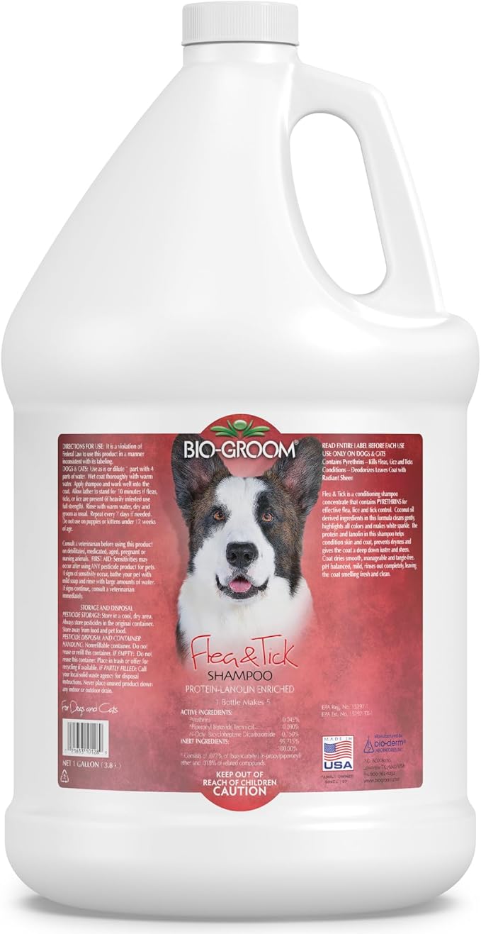 Bio-Groom Flea & Tick Dog Shampoo - Flea and Tick Prevention for Dogs, Cat Flea Treatment, Cruelty-Free, Made in USA, Natural Tick Repellent, Protein-Lanolin Shampoo - 1 Gallon