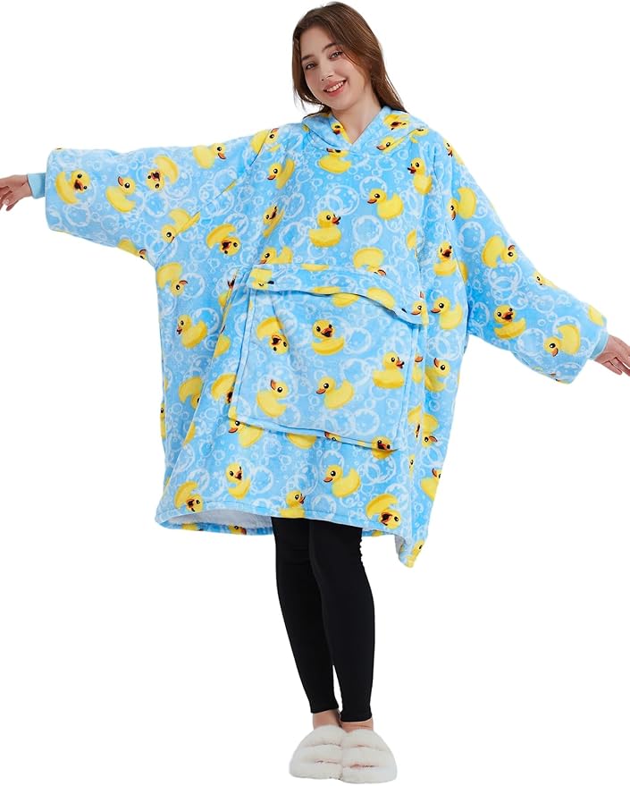 KFUBUO Wearable Blanket Hoodie for Adults Sherpa All Patterns Oversized Sweatshirt Blanket with Pocket