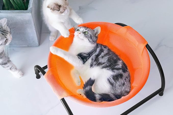 MW Cat Bed Dog/Pet Hammock Bed Free-Standing Cat Sleeping Cat Supplies Pet Supplies Whole Wash Stable & Breathable (Orange)