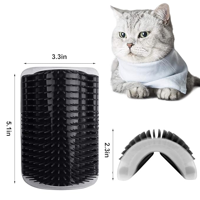 2 PACK Cat Self Groomer,Softer Cat Corner Scratcher For Wall With Catnip,Pet Grooming Massage Kitten Brush,Cat Face Scratcher For Kitten with Long &Short Fur (Black)