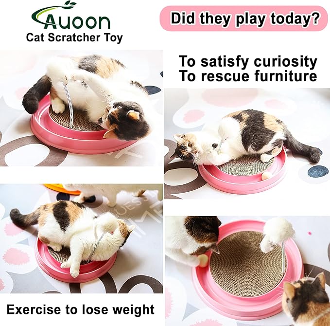 AUOON Cat Scratcher Toy, Cat Toy, Scratch pad,Scratching Toy,Post Pad Interactive Training Exercise Mouse Play Toy with Ball for Cat Kitty Puppy