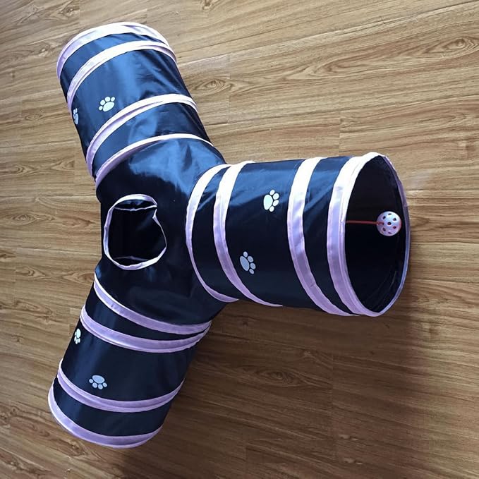 Cat Tunnels, Pet Ferret Rabbit Bunny Tunnels Tubes Subway Habitats, Y-Style, DIY Cat Peekaboo Maze House Tent Bed, Kitten Interactive Toy (Y Type 3 Way (Straight))