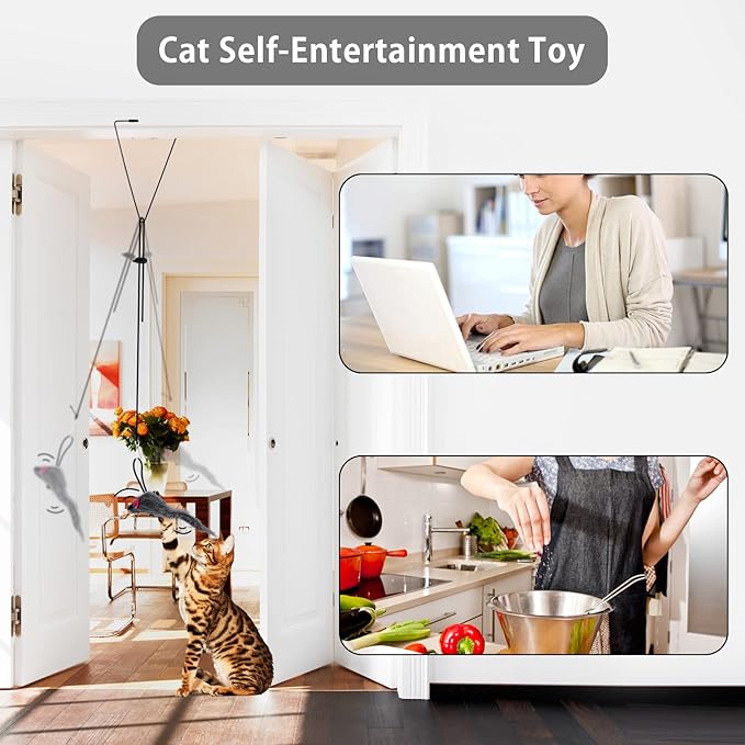 Interactive Cat Feather Toys, 15 Pack Self-Play Hanging Door Cat Mice Toys Hanging Interactive Cat Toys for Indoor Cats Kitten Play Chase Exercise, Cat Teaser Toy Mice Toys