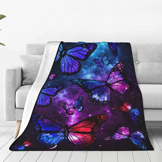 Ultra-Soft Throw Blanket 330 GSM Fuzzy Fleece Blanket for Adults Kids Gift Couch, Sofa, Bed Butterfly 50"x40"