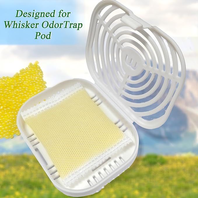 12 Pack Odor Remover Refills Compatible with Whisker OdorTrap Pod, Cat Toilet Odor Eliminates Deodorant for Litter-Robot and Traditional Litter Boxes, Litter Deodorizer (Lemon)