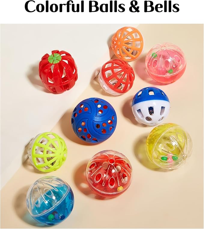 25 PCS Assortment of Cat Toys - Hanging Door Cat Toy,Catnip Toys,Feather Teaser,Mice,Colorful Balls & Bells.Perfect for Kittens,Cats,and Puppies