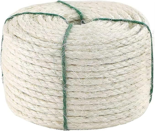 Cat Natural Sisal Rope for Replacement Scratching Posts,Sturdy Hemp Rope for Repairing Modern Cat Trees,6mm Diameter Sisal Rope Can DIY for Furniture Protection from Cats Scratch