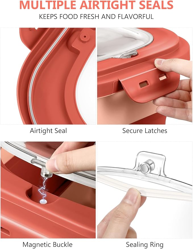 ANVS Dog Food Storage Container - Up to 20lbs Collapsible Dog Food Container with Casters, Scoop and 2.5L Small Pet Food Container to Keep Dry Pet Food Fresh (Pink)