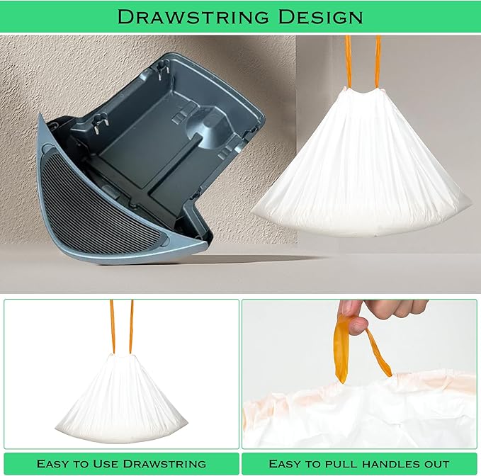 120 Count 26" x 16" Cat Litter Box Liners and Replaced Trash Bags Compatible with Litter Box Robot 4 and 3, Thick Heavy Duty Drawstring Replacement Waste Drawer Liners Bags 10-12 Gallons of Capacity