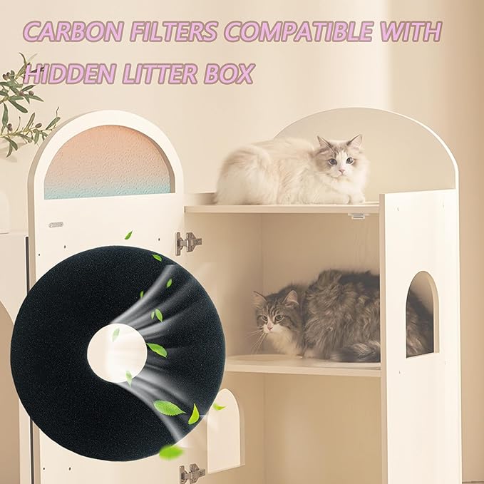 8 Pack Carbon Filters Compatible with Hidden Litter Box, Activated Carbon Filters Fit for Hidden Cat Litter Planters, Eliminate Odor and Controls Moisture on Pet's Body Keep Home Fresh
