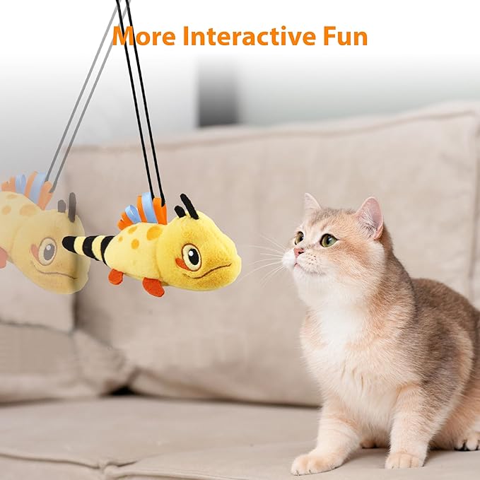 Gigwi Flopping Lizard Interactive Cat Toys with Catnip & Silvervine, Floppy Wiggle Cat Toy for Indoor Cats, Moving Activated Cat Kicker Toys, Electric Kitten Toys with USB Rechargeable